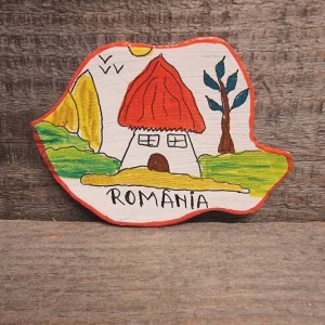magnet harta României - magnet din lut lucrat manual.
